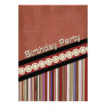 Rusty  Stripes Birthday Party Custom Announcements