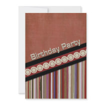 Rusty  Stripes Birthday Party Custom Announcements