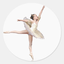 S- Ballerina Girl Round Sticker