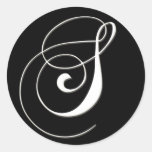 S monogram - elegant black and white sticker