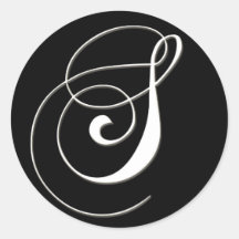 S monogram - elegant black and white sticker