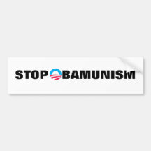 S-RoundObamaSymbol, STOP OBAMUNISM Bumper Stickers