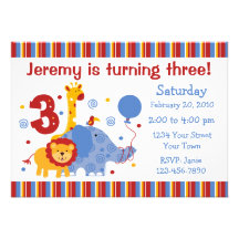 Safari 3rd Birthday Custom Invitation