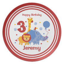 Safari 3rd Birthday Plate