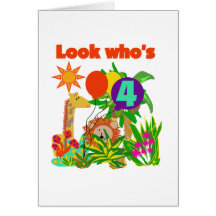 Safari 4th Birthday Tshirts and Gifts Card