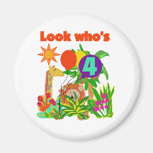 Safari 4th Birthday Tshirts and Gifts Fridge Magnets