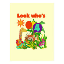 Safari 4th Birthday Tshirts and Gifts Post Cards