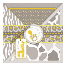 Safari Baby Invitation Square