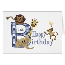 Safari Birthday in Blue Template Card