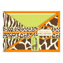 Safari Boy Orange Invitation Card 3