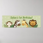 Safari Friends Jungle Animal Birthday Banner Sign Print