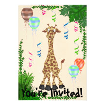 Safari Giraffe Birthday Party Invitation
