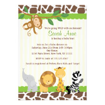 Safari Jungle Baby Boy Shower Invitation