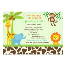 Safari Jungle Baby Shower Invitations