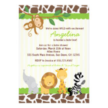 Safari Jungle Monkey Baby Shower Invitations