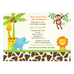 Safari Jungle Zoo Baby Shower Invitations