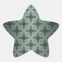 Sage Green and Black Damask Pattern Stickers