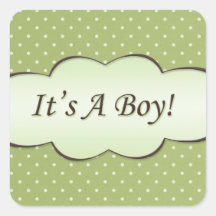 Sage Green and Chocolate Brown  It's A Boy! Stickers