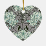 sage green and grey foliage art nouveau floral ornament