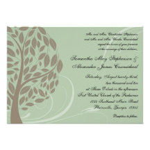 Sage Green and Soft Brown Stylised Eco Tree Personalized Invitation