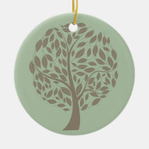 Sage Green and Soft Brown Stylised Eco Tree Christmas Ornament