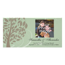 Sage Green and Soft Brown Stylised Eco Tree Photo Greeting Card