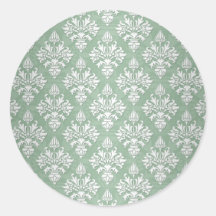 Sage Green and White Floral Damask Sticker