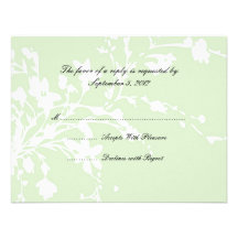Sage Green and White Flowers Wedding RSVP Personalized Invite