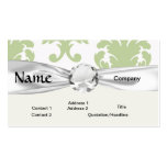 sage green bold large damask pattern business cards