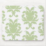 sage green bold large damask pattern mouse mats