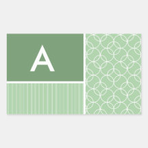 Sage Green Circles; Circle Rectangular Stickers