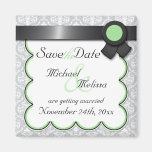 Sage & Grey Damask Save the Date Magnet