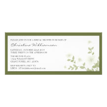 Sage Long Floral Bridal Shower Invitations