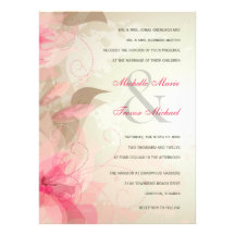 Sage & Pink Floral Formal Wedding Invitations
