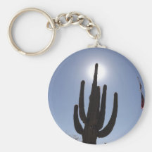saguaro cactus with sun backdrop keychain