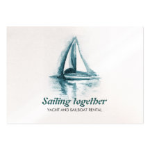 Sail boat watercolor Business Card Template