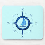 Sailboat And Compass Rose Mousemat