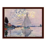 Sailboat At Le Petit-Gennevilliers By Claude Monet Post Card