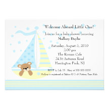 Sailboat Boy Baby Shower Invitation