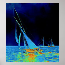 Sailboat Papoose 1887 Colourized Print