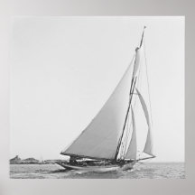 Sailboat Wayward 1890 BW Poster
