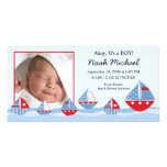 Sailboats Baby Boy Birth Annoucement Photo Card