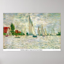 Sailboats, regatta in Argenteuil by Claude Monet Poster
