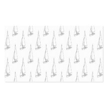 Sailing Boat Pattern. Black and White. Business Card Template