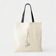 Sailing boat. Sketch in Black and White. Bags