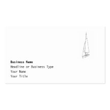 Sailing boat. Sketch in Black and White. Business Card