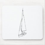 Sailing boat. Sketch in Black and White. Mouse Pads
