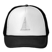 Sailng Boat outline Trucker Hats