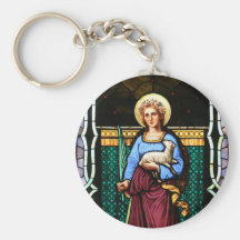 Saint Agnes (Agnes of Rome) - Stained Glass Art Keychain