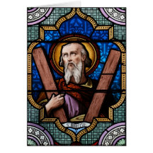 Saint Andrew (Apostle Andrew) Stained Glass Art Card